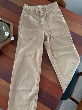 Wilfred High-Rise Wide-Leg Jeans in Tan